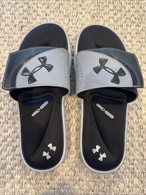 Under Armour Kids Gray and Black Slide Sandals